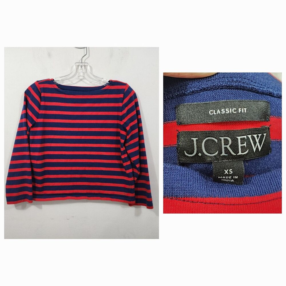 J.Crew Classic Fit Mariner Cloth Boatneck T-shirt Carter Stripe Red Size XS